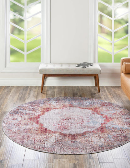 Unique Loom Yara Collection Area Rug - Nayer (6' 1" Round, Multi/ Ivory)