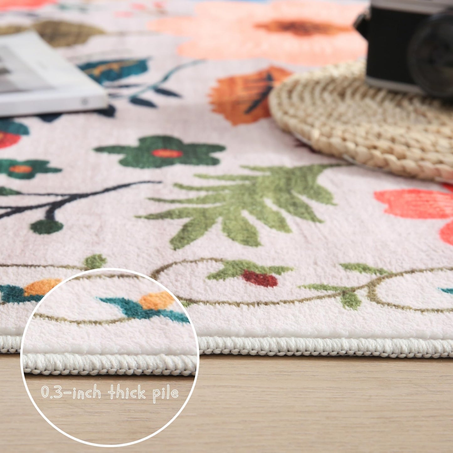 Rugcomf Runner Rug for Hallways Kitchen Rug Non Slip 2'x 6' Washable Rugs with Rubber Backing Soft Floral Carpet Runner for Hallways, Kitchen, Laundry, Bedroom, Bathroom(Beige)