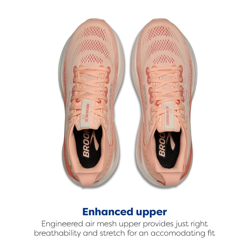 Brooks Women’s Adrenaline GTS 25 Supportive Running & Walking Shoe - Peach Echo/Coconut - 7.5 Medium