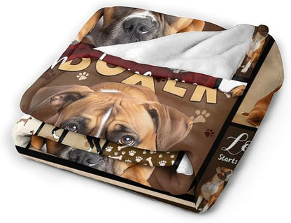 Boxer Dog Blanket, Puppy Throw Blankets, Animal Fuzzy Plush Blanket Ultra Soft for Dog Lover Gift Kids Teens Women Men Girls Boys Stuff Decor for Home Bedding Sofas Couch Camping 50"X40"