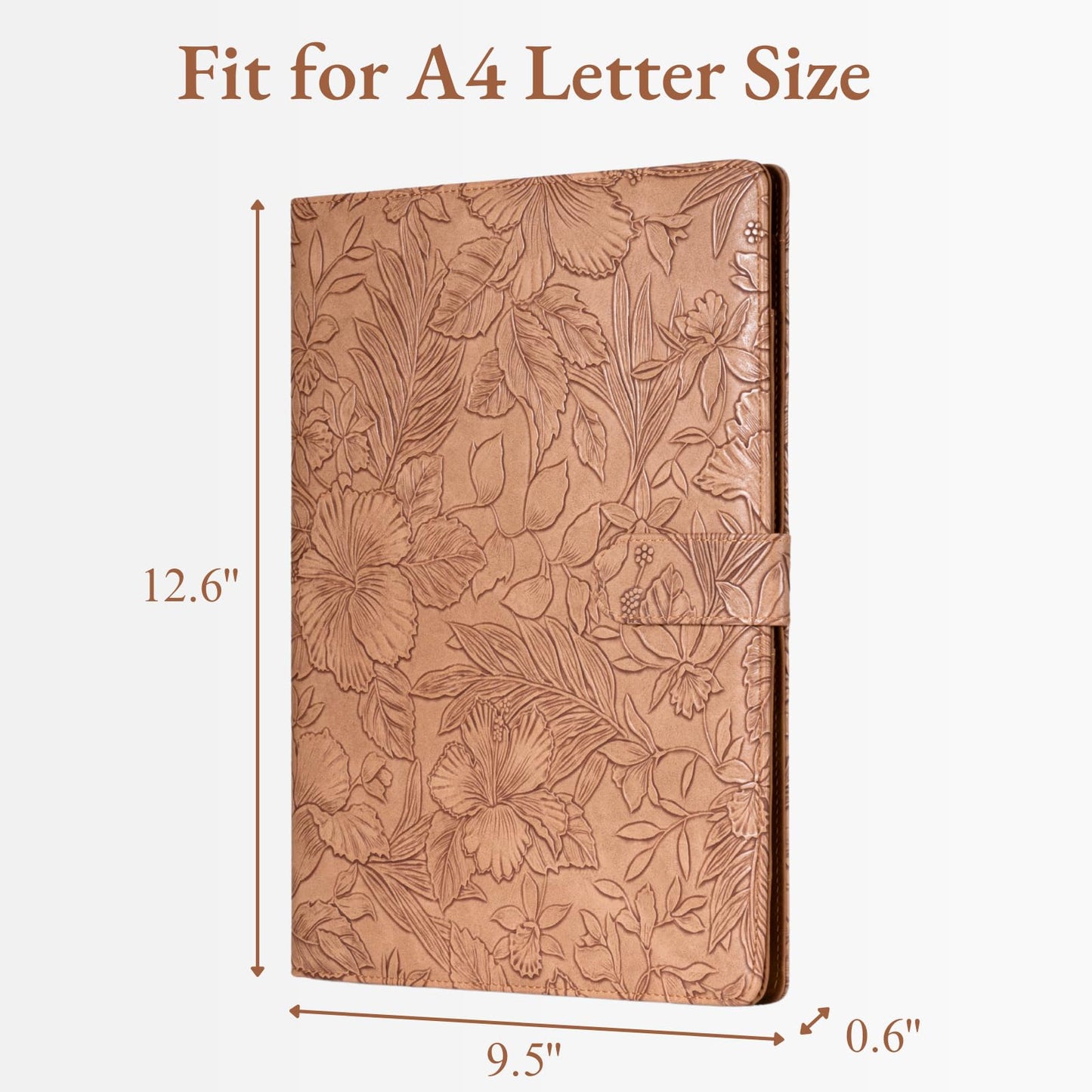 Mymazn Padfolio Portfolio Binder, Faux Leather Interview Resume Folder with Document Organizer & Business Card Holder, Letter-Sized Notepad Legal Pad Holder for Women Men (Brown)