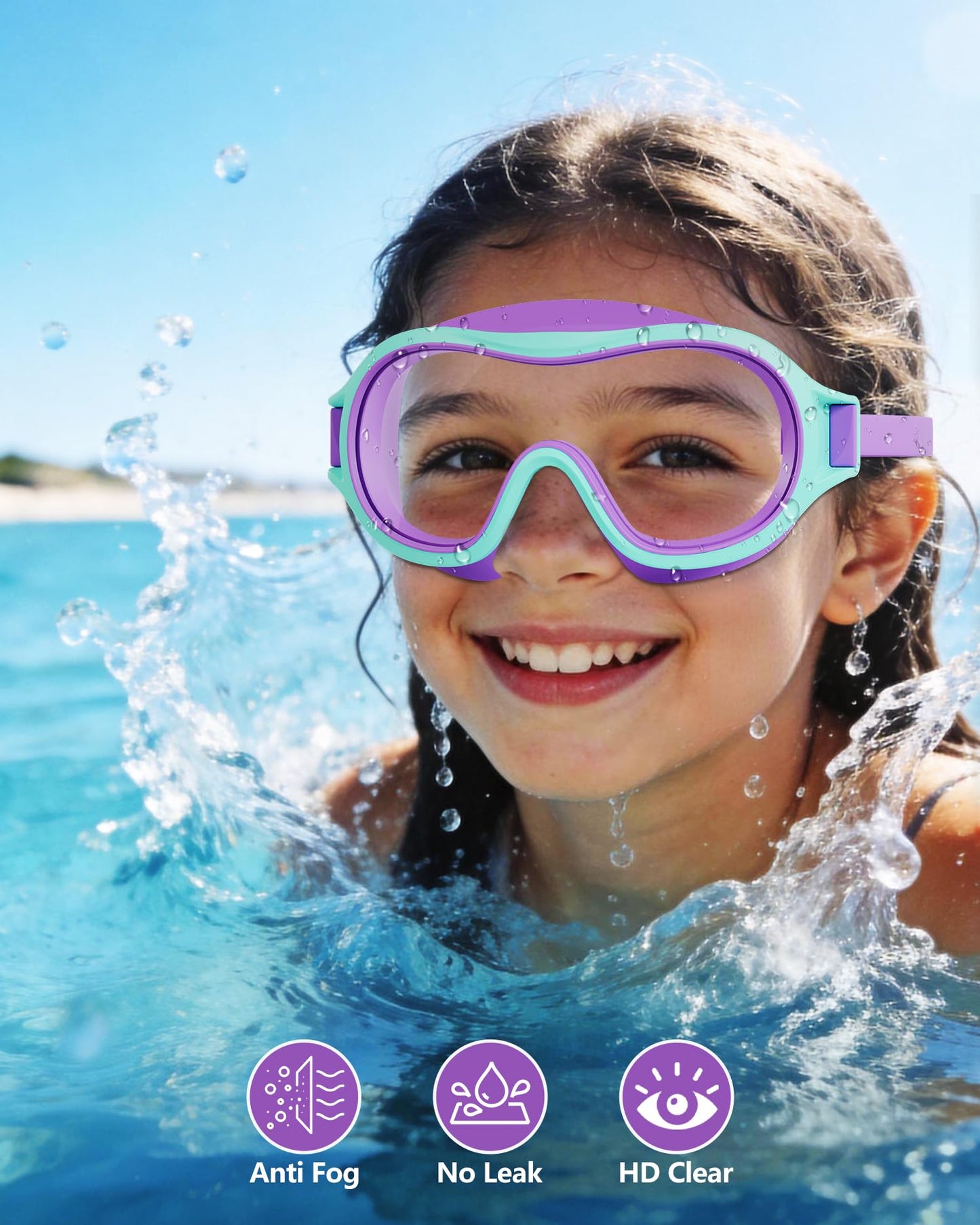 Aegend 2 Pack Swim goggles for Kids 3-15, Anti-Fog Anti-UV Wide Vision Waterproof, No leak Swimming goggles for Boys Girls