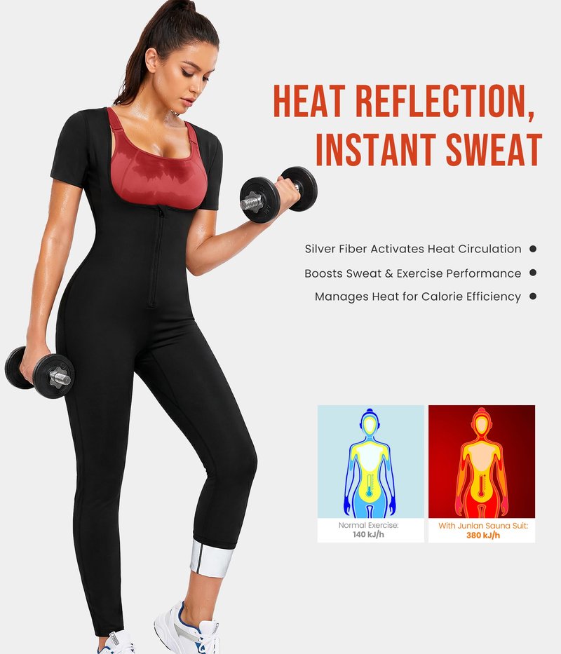 Junlan Sauna Suit Women - Waist Trainer for Women Belly Fat Sauna Shirt for Working Out(Black, 2X-Large)