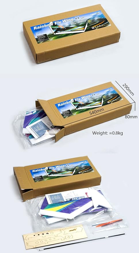 DW Hobby Electric Micro Flying Wing 1000mm Rainbow ZAGI Plane to Build (E0601)