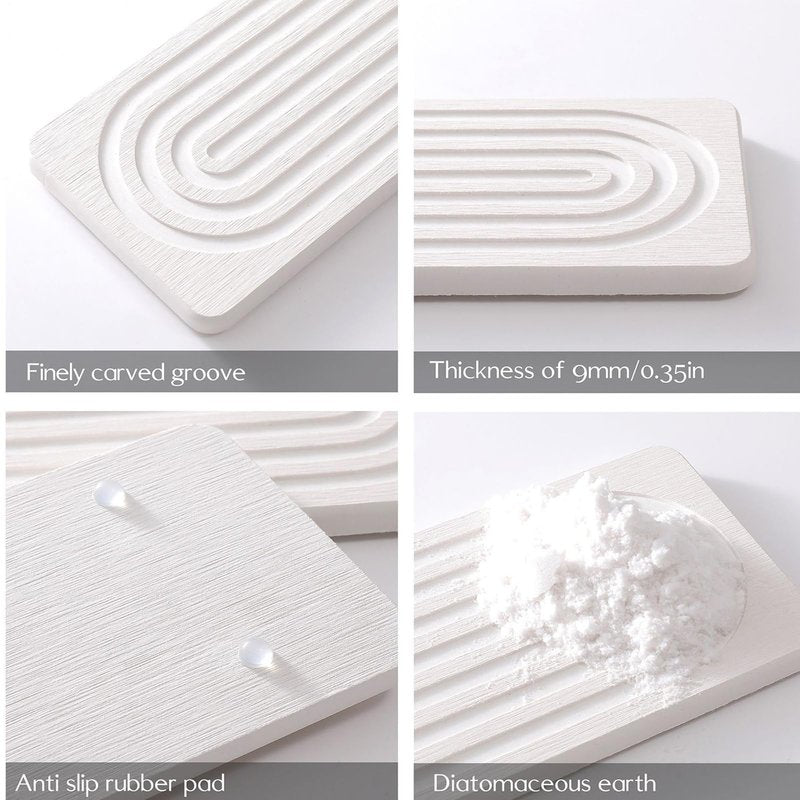 Sink Drip Mat - 12 Inch Diatomite Absorbent Faucet Protector for Free Surfaces, Quick Drying Stone Tray with Splash Guard Function, Kitchen and Bathroom Counter Tray for Soap Water Accessories