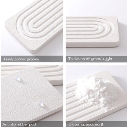 Sink Drip Mat - 12 Inch Diatomite Absorbent Faucet Protector for Free Surfaces, Quick Drying Stone Tray with Splash Guard Function, Kitchen and Bathroom Counter Tray for Soap Water Accessories