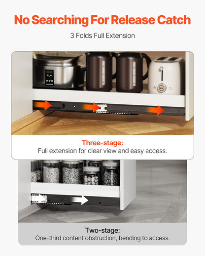 VEVOR Undermount Heavy Duty Drawer Slides, 16 24 32 40 Inch 260 lb Load Capacity Full Extension Ball Bearing Under Stair Cabinet Rails, Bottom Stair Cabinet Glides Track Runners(40inch, Black)