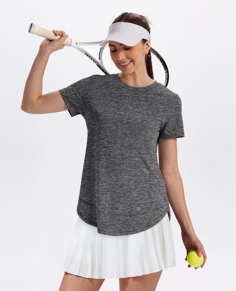 Oversized Tshirts for Women Dry Fit Plus Size Spring Clothes Summer Athletic Tops Workout Shirts Crewneck Grey 3XL