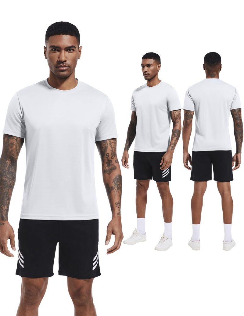 OYGSieg 5 Pack Mens Workout Shirts Quick Dry Short Sleeve Athletic Crew Neck T-Shirts for Running Gym Training Fitness 5B XL
