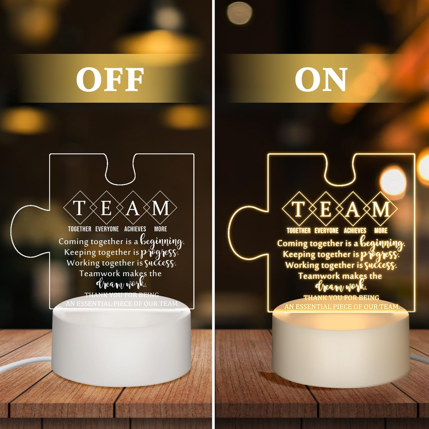 Sumind 6 Pcs CNA Week Gifts Bulk for Nurse Acrylic LED Night Light Lamp Team Appreciation Inspirational Thank You Gifts for Nurse Women Team Office Staff Employee Coworker