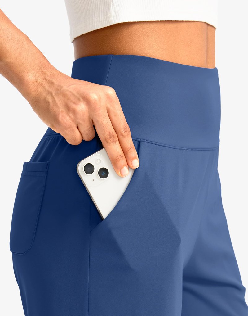 G Gradual Women's Bermuda Long Shorts with Pockets 7" High Waisted Knee Length Shorts for Women Walking Athletic Workout(Blue-L7,XL)