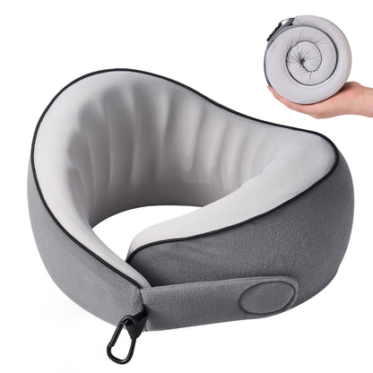 Travel Pillow, 100% Pure Memory Foam Travel Neck Pillow Airplane Neck Support Ergonomic Design for Traveling Suitable for Airplanes,Offices and Cars-Grey