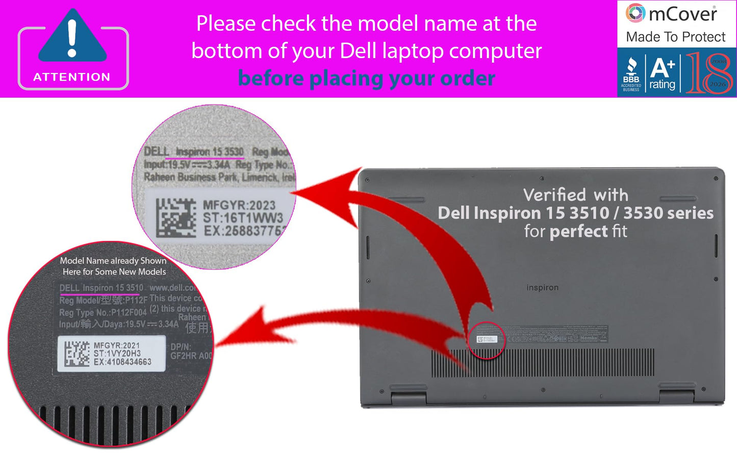 mCover Case Compatible ONLY for 2021-2023 15.6" Dell Inspiron 15 3510 3511 3515 3520 3521 3525 Series Laptop Computer (NOT Fitting Other Dell Models) - Black