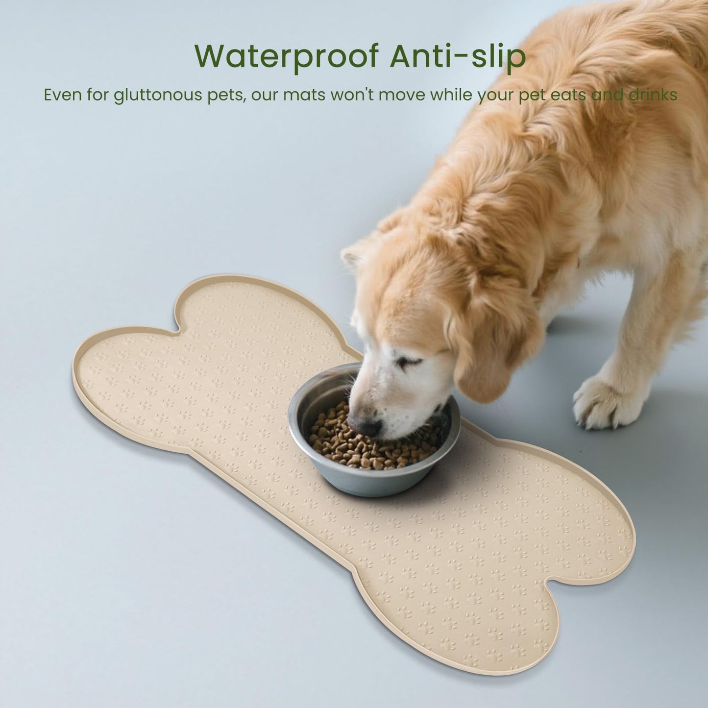 PWTAA Dog Food Mat Anti-Slip Silicone Dog Bowl Mat Thicker Pet Placemat Waterproof Cat Feeder Pad with Raised Edge Puppy Kitten Feeding Mats Suitable Small Medium-Sized Dogs Cats Eating Tray
