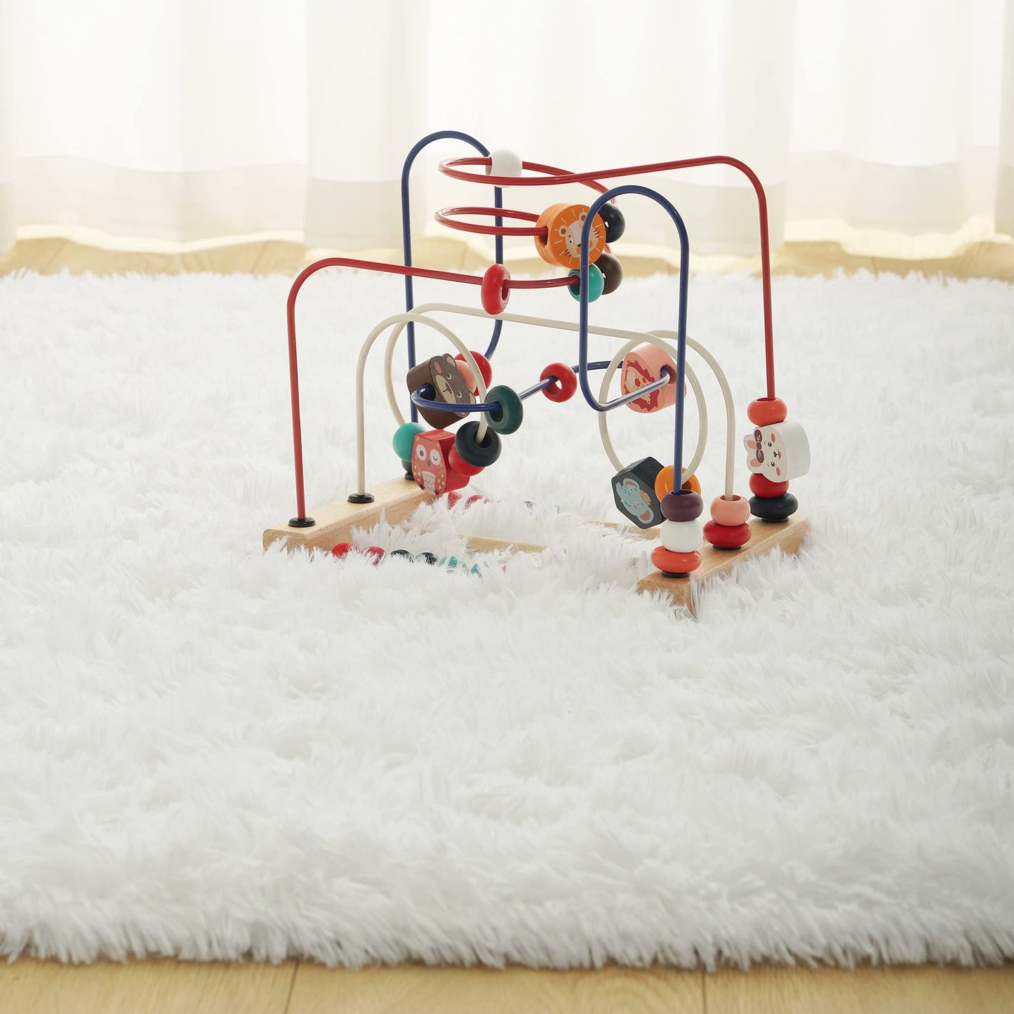 Foxmas Soft Fluffy Area Rugs for Bedroom Kids Room Plush Shaggy Nursery Rug Furry Throw Carpets for Boys Girls, College Dorm Fuzzy Rugs Living Room Home Decorate Rug, 2ft x 3ft, Cream