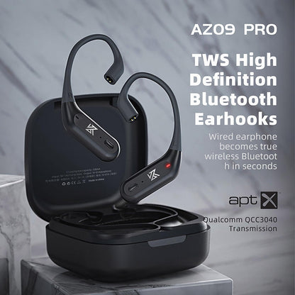 CCA KZ AZ09 PRO Bluetooth 5.2 Module IEM Bluetooth Adapter Waterproof Ear Hook Extra Long Battery Life Cable for KZ ZS10 PRO/ZSN Pro X/ZSN PRO/ZEX PRO/AS16 PRO/Zax/DQ6 Polaris/C12/CRA PRO(C pin)