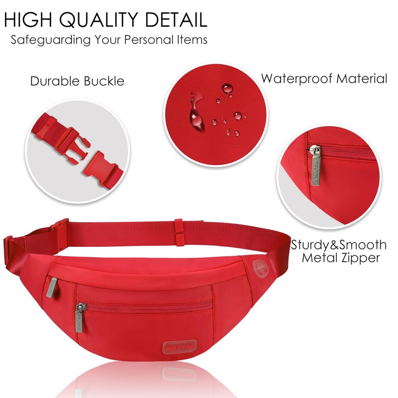 Large Stylish Belt Bag for Women Red fanny Pack Crossbody Sling Bags Waist Packs with Adjustable Strap Gifts for Women