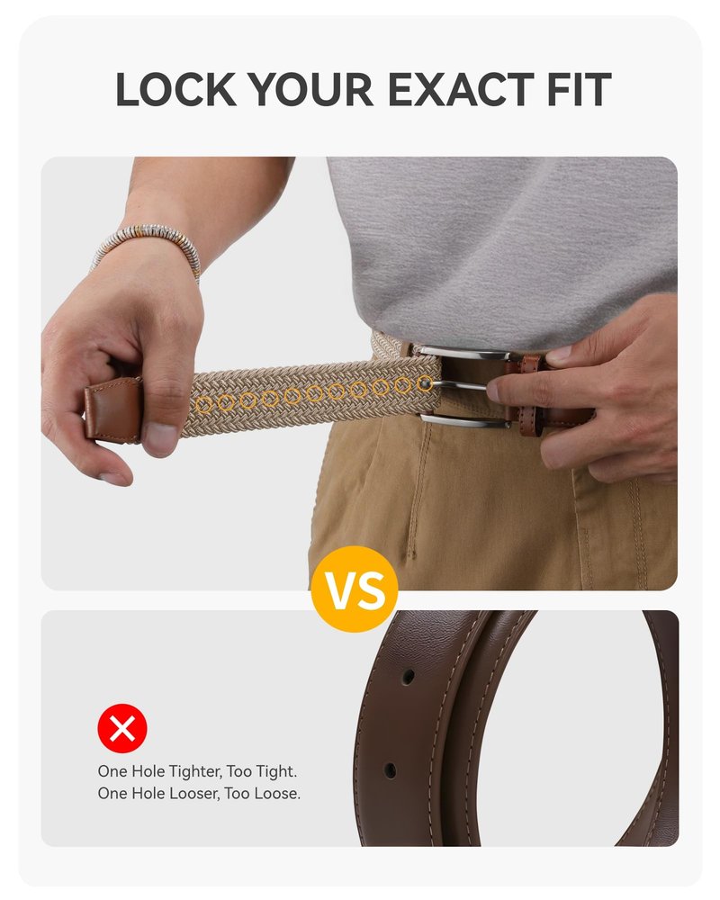 CHAOREN Mens Stretch Belt - 1 3/8" Elastic Braided Golf Belt for Men Women - Stretchy Web Fit Summer Casual Jeans