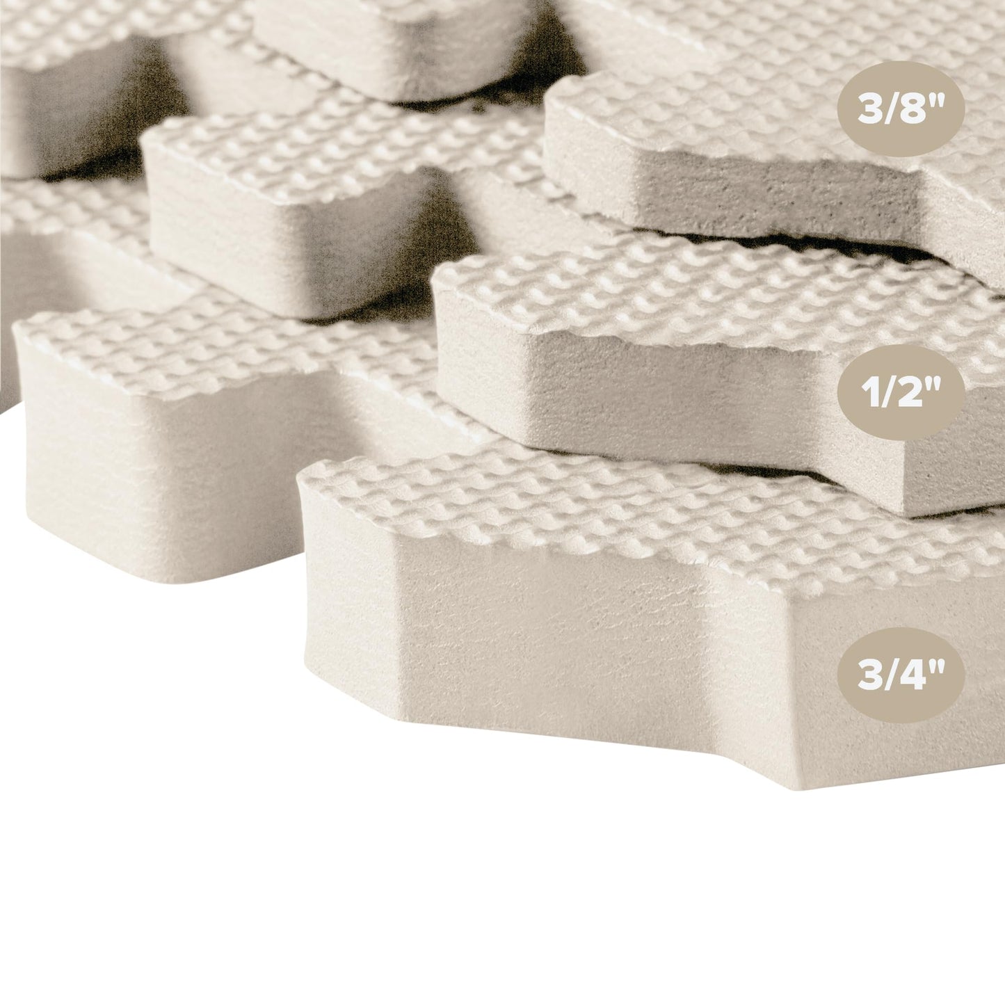 We Sell Mats 1/2" Thick Multipurpose EVA Foam Exercise Floor Mat, Interlocking Tiles, Anti-Fatigue for Home or Gym, 24 in x 24 in, 4 Tiles, Sand