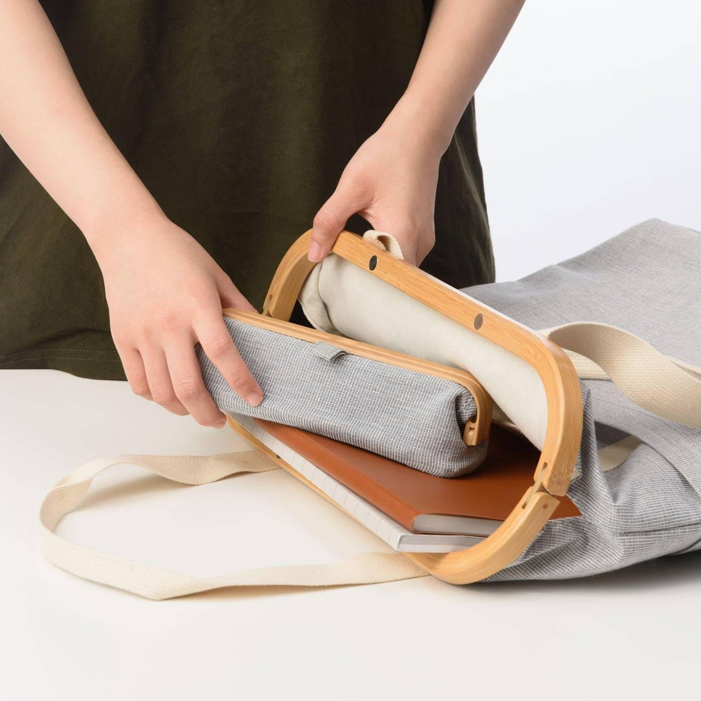 GUDEE UROKI Pen Case Pencil Pouch Lightweight and Spacious with Bamboo Frame Magnetic Opening for Organizing Stationary Office Supply 7.8x2.9.x2.7 inch Men and Women Infinity Blue