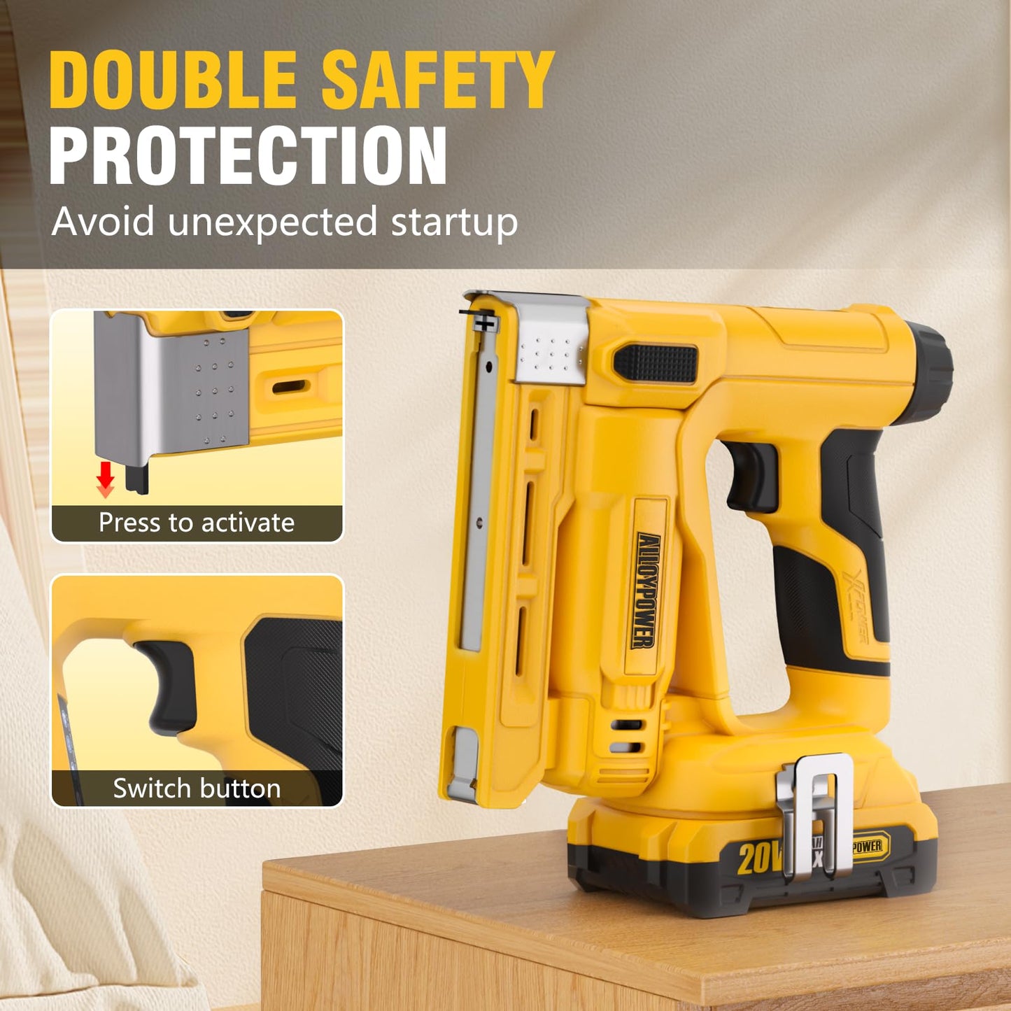 ALLOYPOWER 3/8''Crown Stapler, 18 Gauge 2 in 1 Cordless Brad Nailer/Electric Stapler with 2.0AH Battery & Charger, Nail Gun Battery Powered with 2,000PCS Staples and Nails for Upholstery & Family DIY