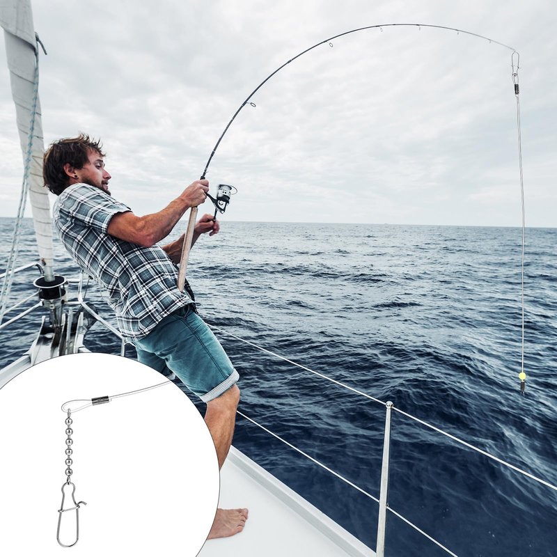 Threlaco 6 Pcs Trolling Bumper for Trolling Flashers Dodgers Fishing Leader Saltwater Leader Line Bottom Rigs Clear Nylon Surf Fishing Steel Tackle Rigs with Swivel Snaps Beads(18 Inch)