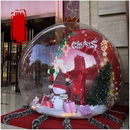 10FT Giant Inflatable Snow Globe(0.5mm PVC)(250w Blower) Christmas Decorations Giant Transparent Bubble Tent, Large Inflatable Bubble Igloo Tent for Wedding,Birthday,Christmas,Halloween Party