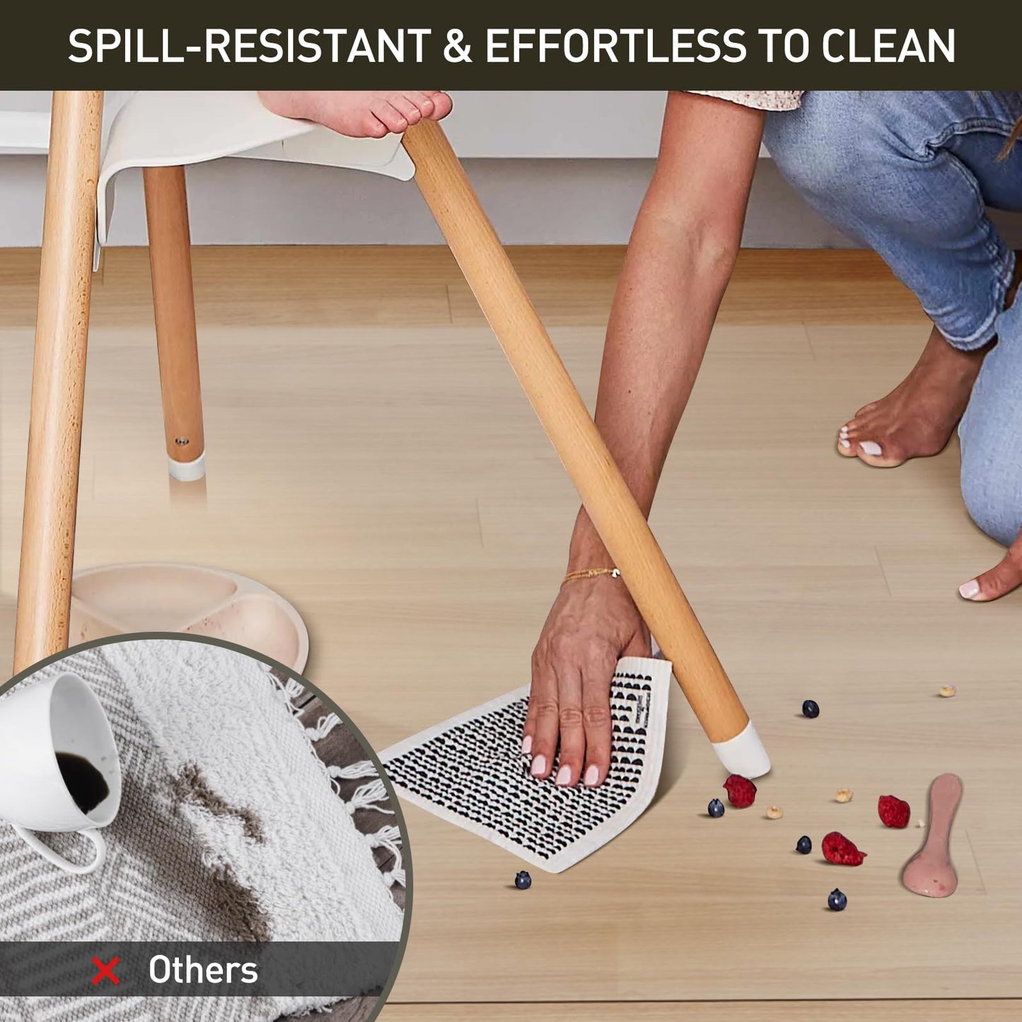 ZPAI Area Floor Mat for Under High Chair, 4'×6' Transparent No Slip Waterproof Vinyl Area Rug for Home, Spill Resistant Hard Floor Protector Cover for Kitchen, Easy Clean Splat Mat