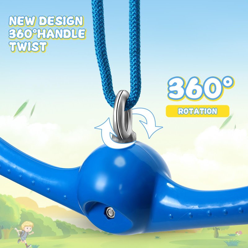 Hiboom 2 Pcs Twister Swing 360° Handle Ninja Accessories Set Adjustable Slackline Attachments Playground Toys Doorway Swing for Playground Backyard Training