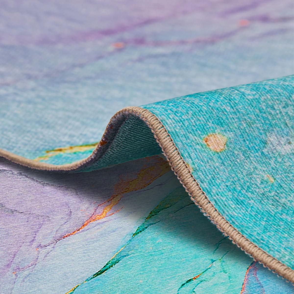 Abstract Washable Indoor Outdoor Rug, 5' x 7.6', Stain Resistant, Easy Clean, Teal Rug for Indoor/Outdoor Patio, Deck, Porch, Garden, Courtyard