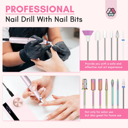 SAVILAND Electric Nail Drill Professional: 40000RPM Upgrad Nail Drill Kit 2025 Beautiful Gradient Sunset Color Scheme Nail D rill Machine Portable Nail File & Buffers Salon Use Manicure Pedicure