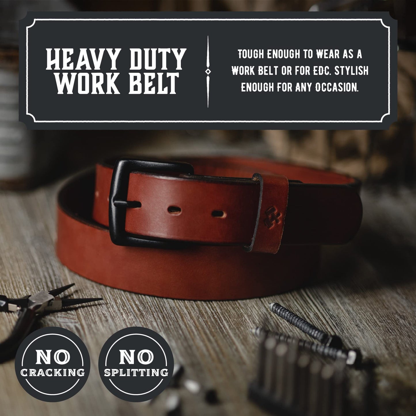 Main Street Forge All American Leather Belt | Made in USA Men's Belt | Mens Belts | Heavy Duty Work | EDC