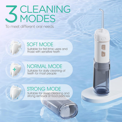 VOYOR-HEALTH Portable Water Flosser Cordless, Mini Travel Oral Irrigator with Telescopic Water Tank, IPX7 Waterproof Water Dental Flosser for Teeth Cleaning Braces & Dental Care WF510 (Light Green)