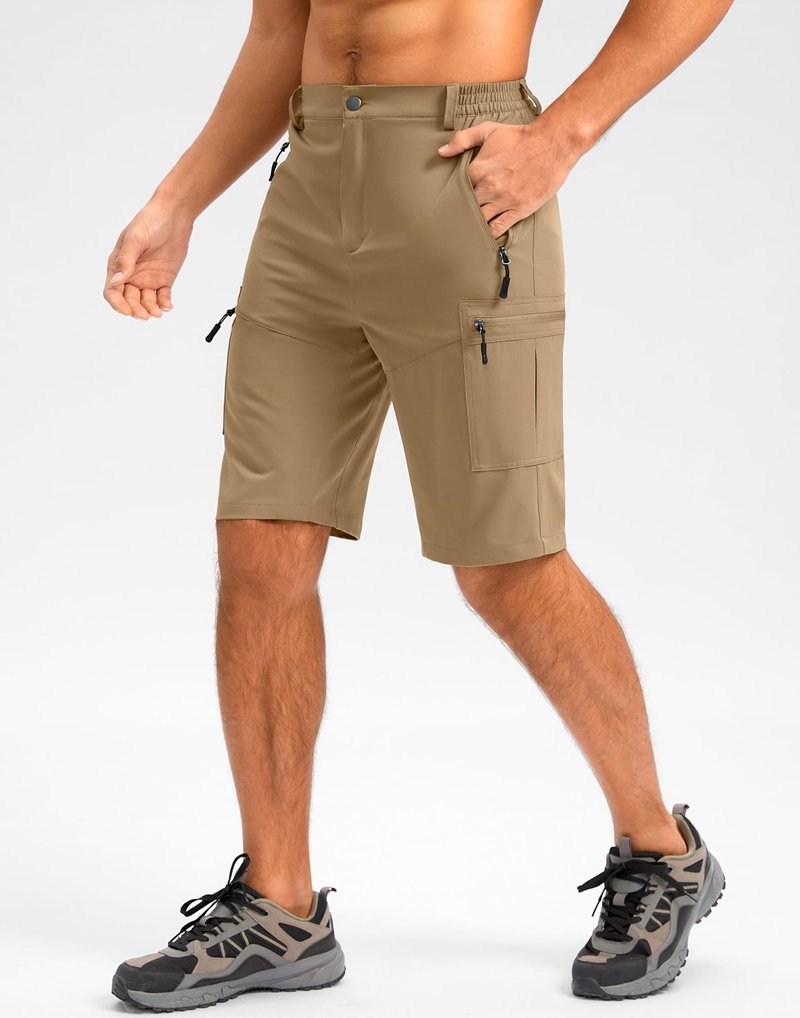 Pudolla Men's Hiking Shorts 11" Lightweight Cargo Work Shorts for Men Summer Travel Golf Casual Outdoor with 5 Pockets(Dark Khaki XX-Large)