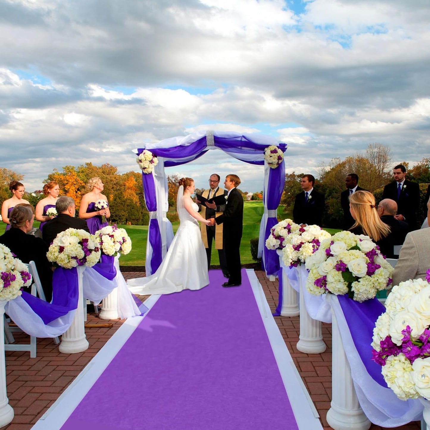 EZLucky Purple Carpet Runner for Party, 2.6X15ft, 130GSM Felt Non-Woven with Double-Sided No Traces Adhesive Sticke, Aisle Runner for Wedding, Movie Theme Party Decos, Pink Runway Rug for Prom