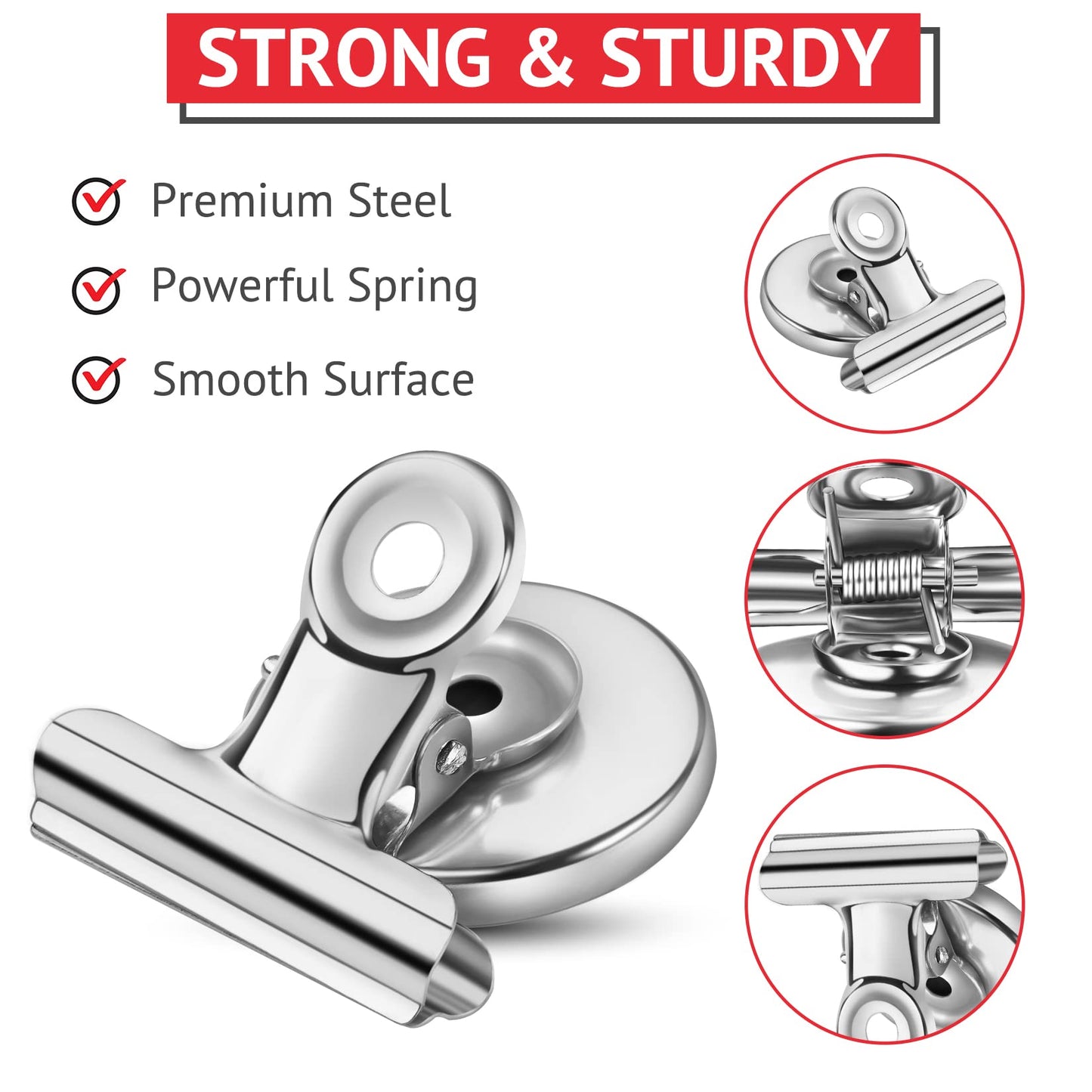 24 Pack Magnetic Clips Fridge Magnets Heavy Duty Magnet Clips for Whiteboard & Refrigerator Wide Scratch Safe Best for House Office School Use