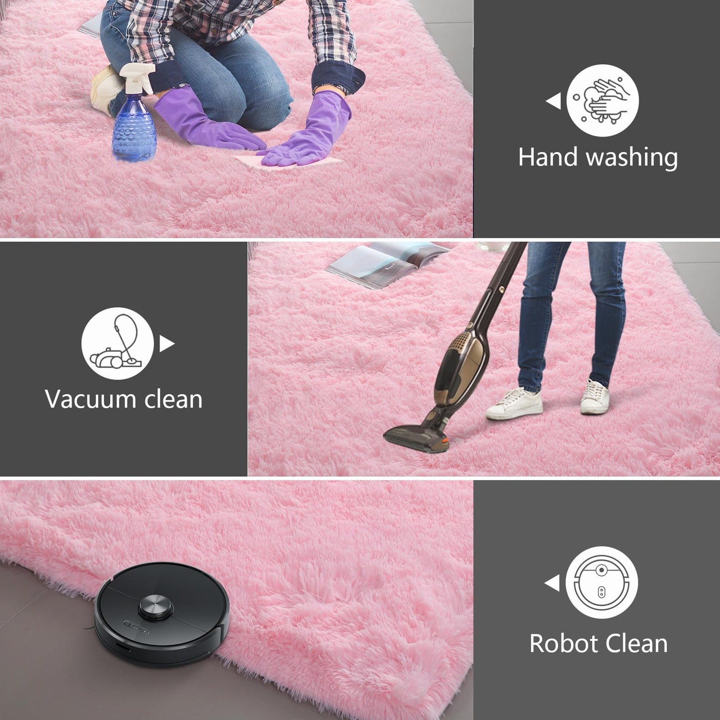 Shag Area Rugs for Bedroom Living Room,4X6 Ultra Soft Fluffy Area Rugs for Dorm,Indoor Carpet Plush Rugs for Living Room Home Decor,Pink