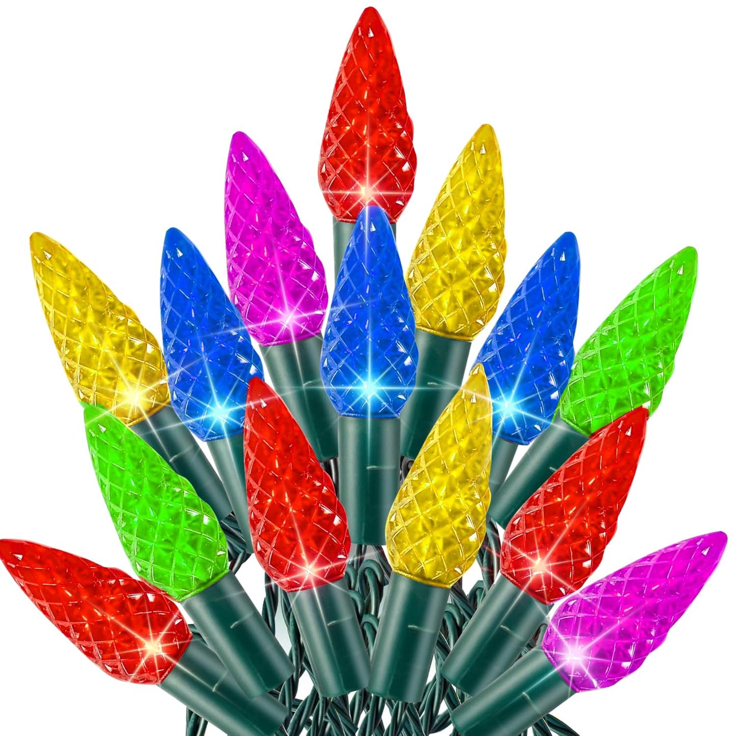 TW SHINE C6 Christmas String Lights, 200 LED 66 FT, 8 Modes, Waterproof, Connectable, Multicolor