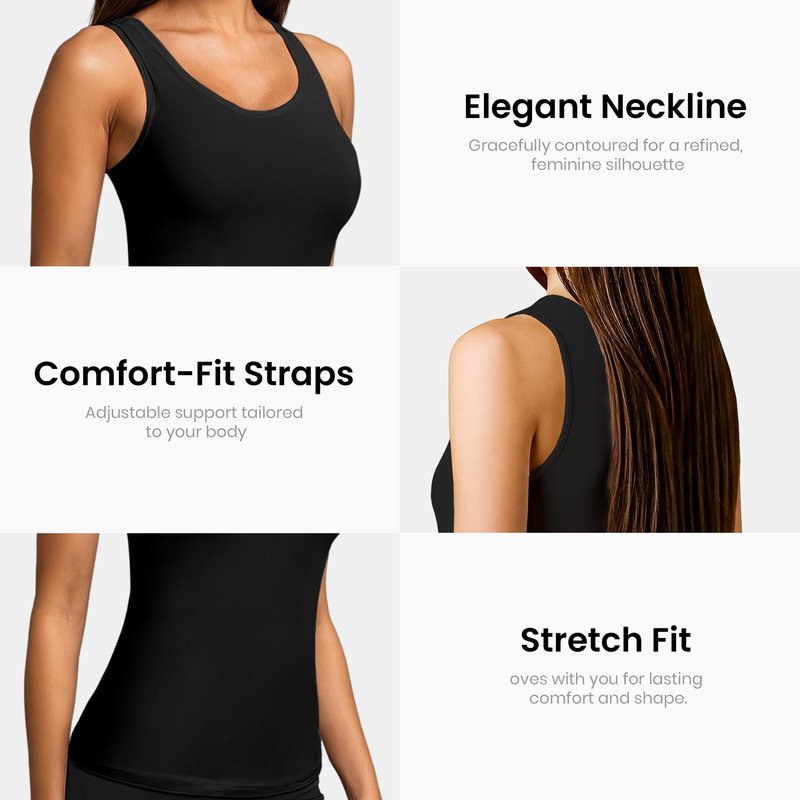 Rupa Jon Women's Camisole Tank Top Soft Cotton Blend Stretch Cami |Pack of 3| Lightweight Tank Sleepwear Loungewear | Black-L