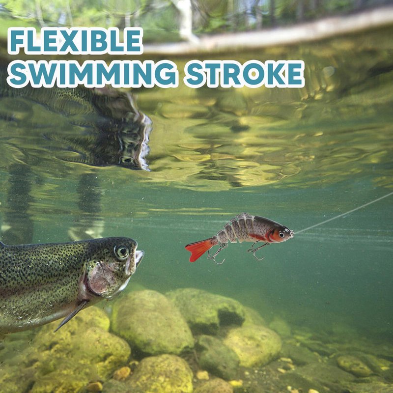 Fishing Lures for Bass Trout Walleye, 5pcs Segmented Multi Jointed Swimbaits Fish-Slow Sinking Bionic Hard Bait Swimming Fishing Lures with Treble Hooks Artificial Lures for Freshwater Saltwater
