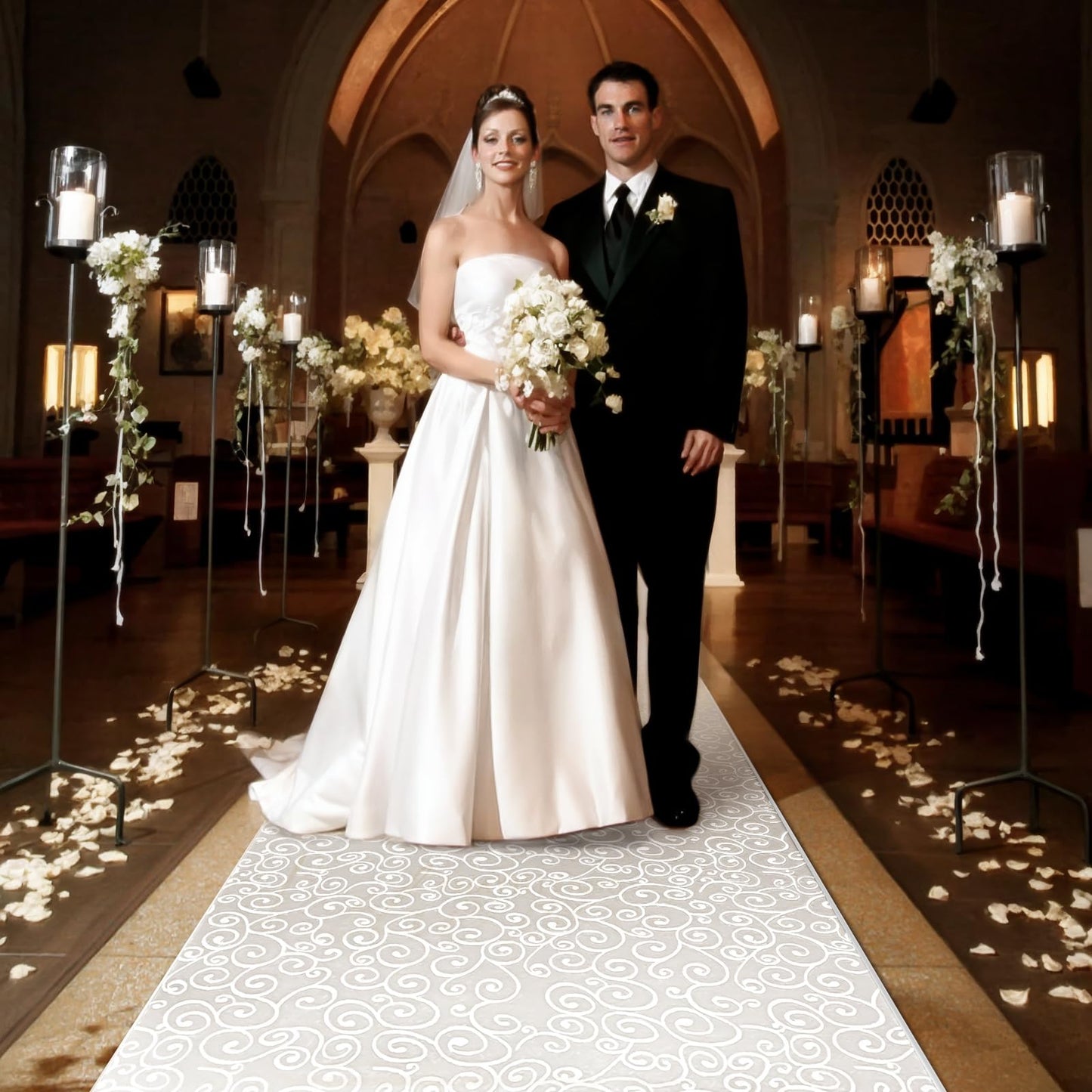 FrenzyBird Thickened Aisle Runner for Wedding CeremonyFeet White Aisle Runner Walkway for Indoor Outdoor Wedding Church Decorations ，Halloween Parties can Also use a Carpet，50g(Vine, 3x50Feet)