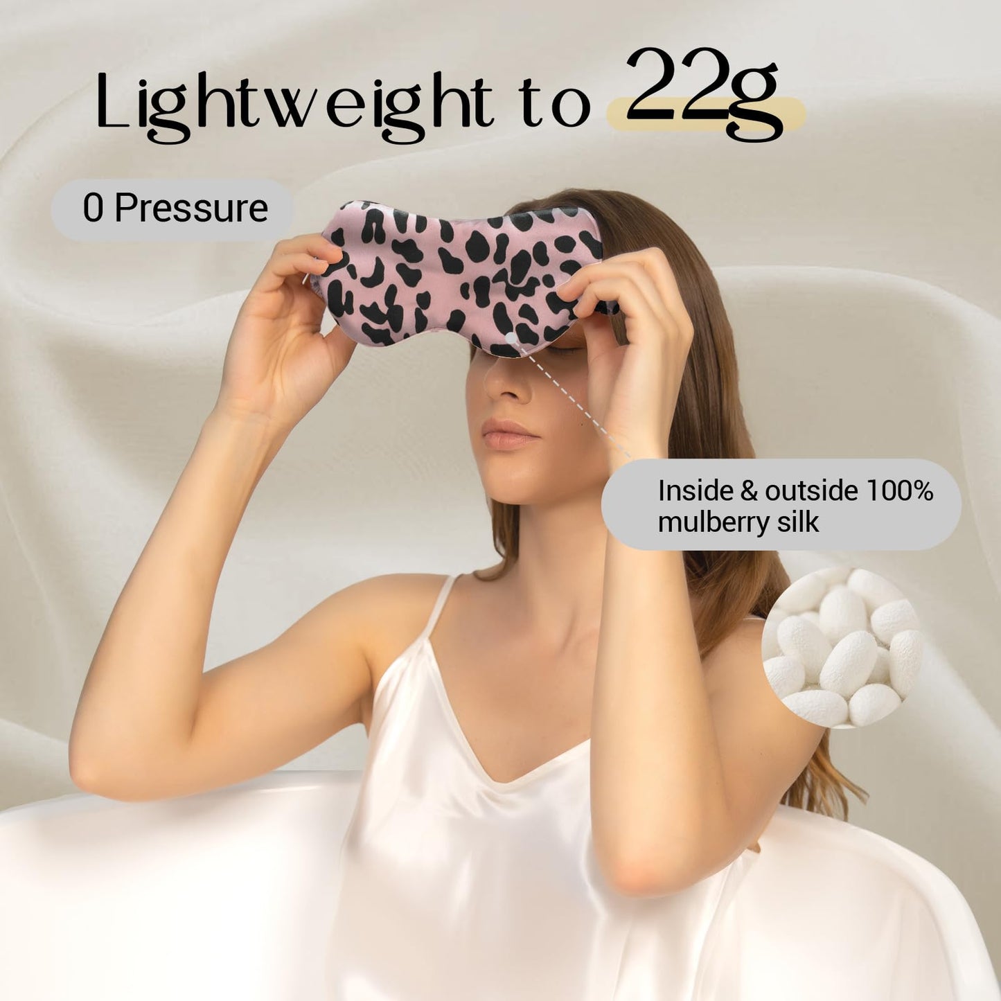 ZIMASILK Adjustable 100% 22 Momme Mulberry Silk Sleep Mask for Sleeping, Filled with Premium Mulberry Silk, Softest & Breathable Blackout Eye Sleeping Mask (Black)