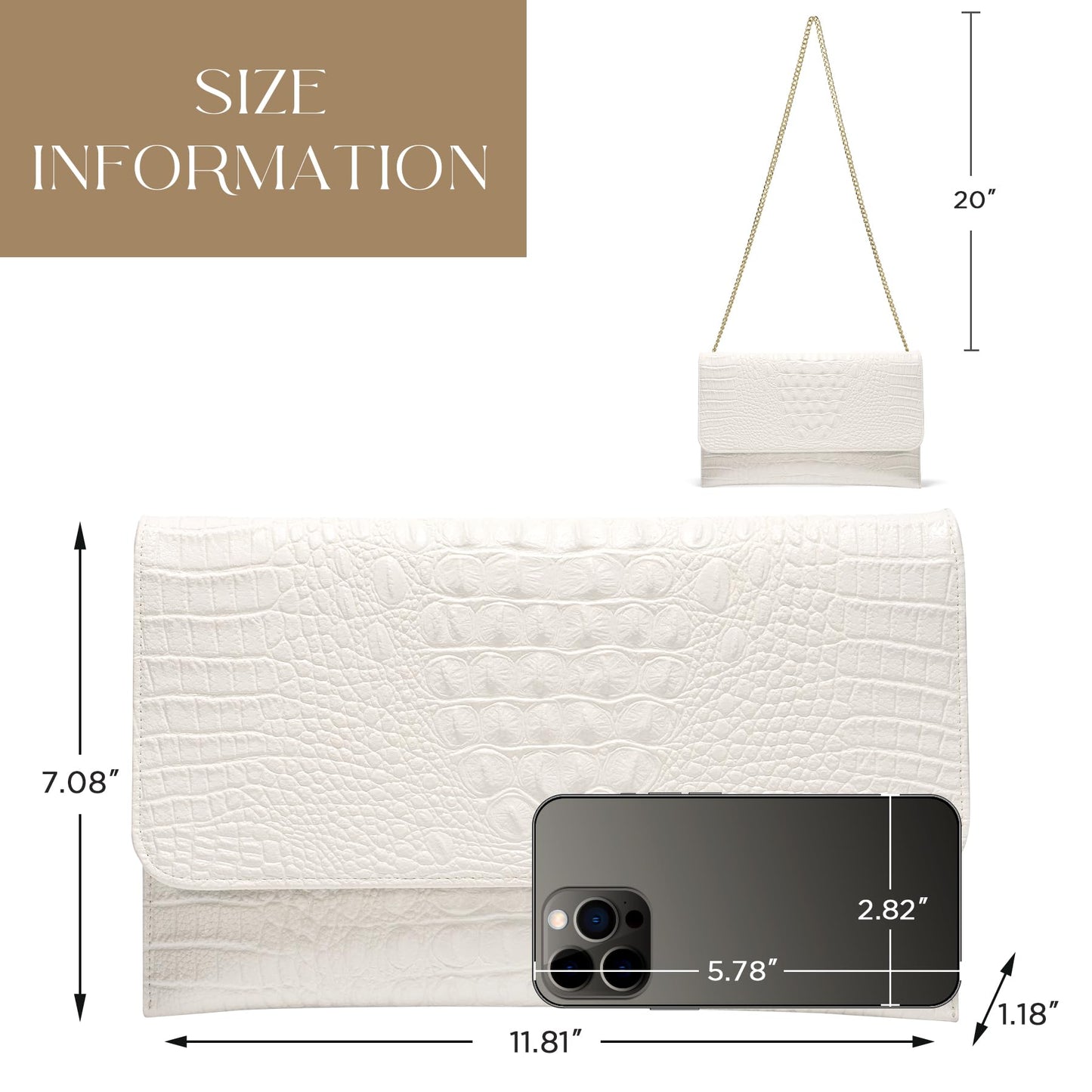 SWEETV CHUNLI Evening Clutch Purses for Women Elegant Wristlet Wallets Crocodile Pattern PU Leather Purse Formal/Wedding