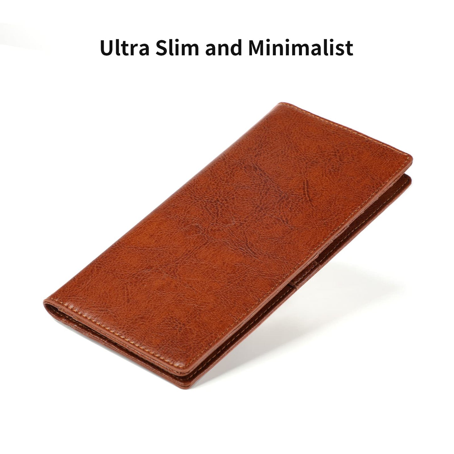 Lavemi Ultra Slim Thin Leather Women Wallet RFID Blocking Credit Card Holder Bifold Long Ladies Billfold (2-Waxed Brown)