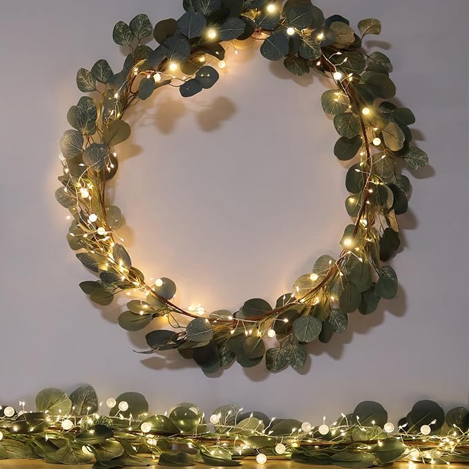 Copper Wire Firecracker Christmas Lights, 10FT 200LED Battery Operated Twinkle Cluster Fairy Lights for Christmas Tree with Remote for Bedroom Dorm Wreath DIY Wedding Christmas Decoration