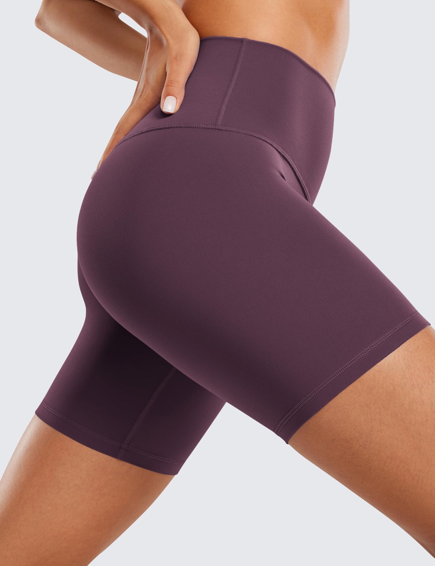 CRZ YOGA ButterLuxe Biker Shorts 6" - High Waisted Workout Running Volleyball Spandex Yoga Womens Grape Thistle Purple X-Large