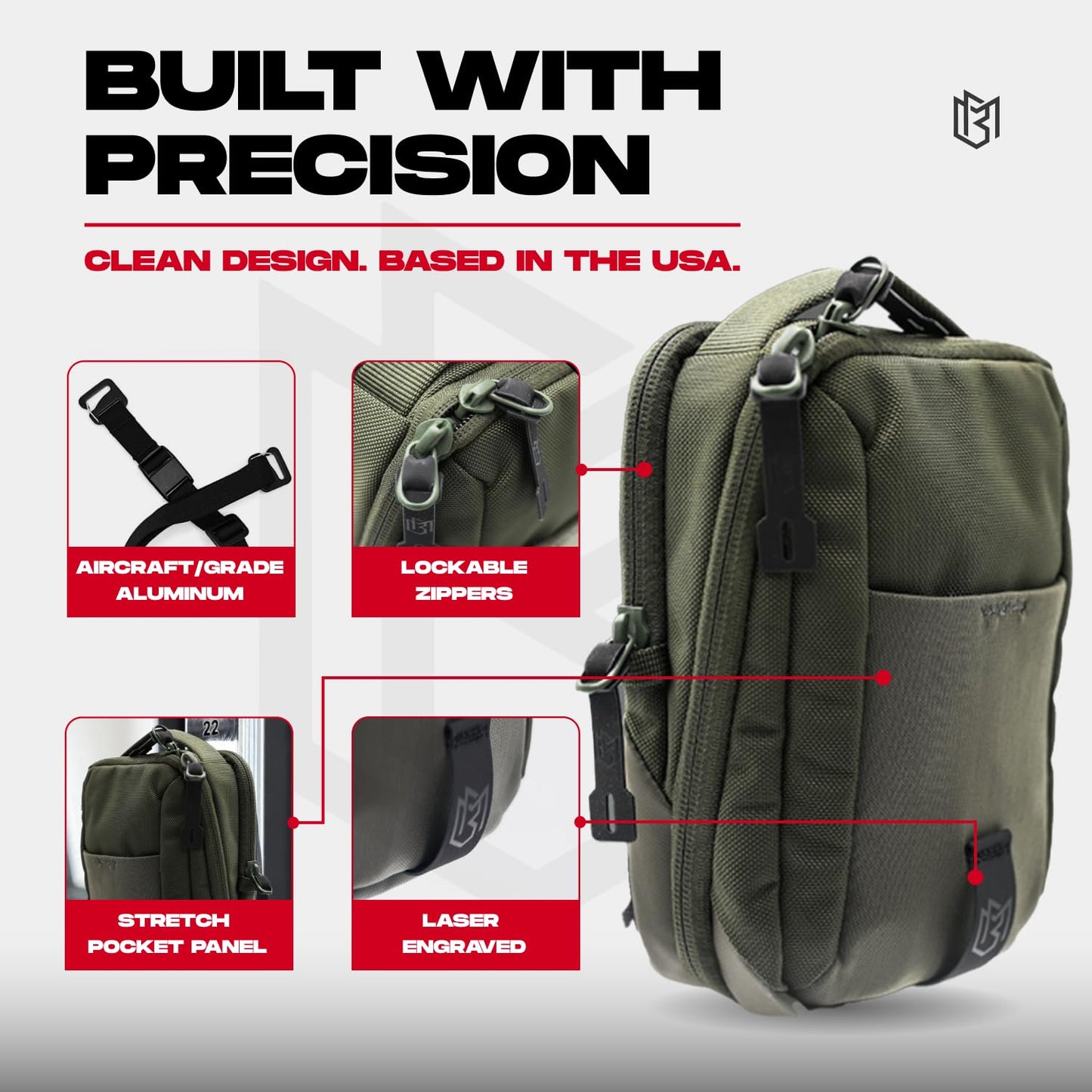 Magnetic Bag Company - Green Crossbody Bag Sling Chest Bag for Men and Women | Magnetic Gym Bags For Travel, Work, and Sports