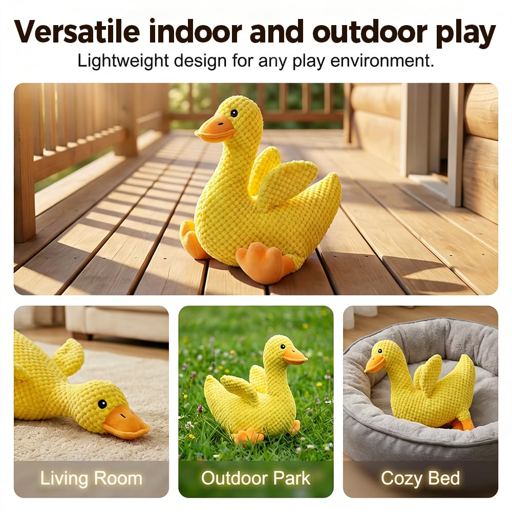 Mellow Calming Duck Dog Toy, 2026 New Durable Plush Chew Toy with Quack Sound for Dogs Teeth,Stuffed Interactive Toys for Indoor Puppies and Senior Pups (B-Yellow, Medium)