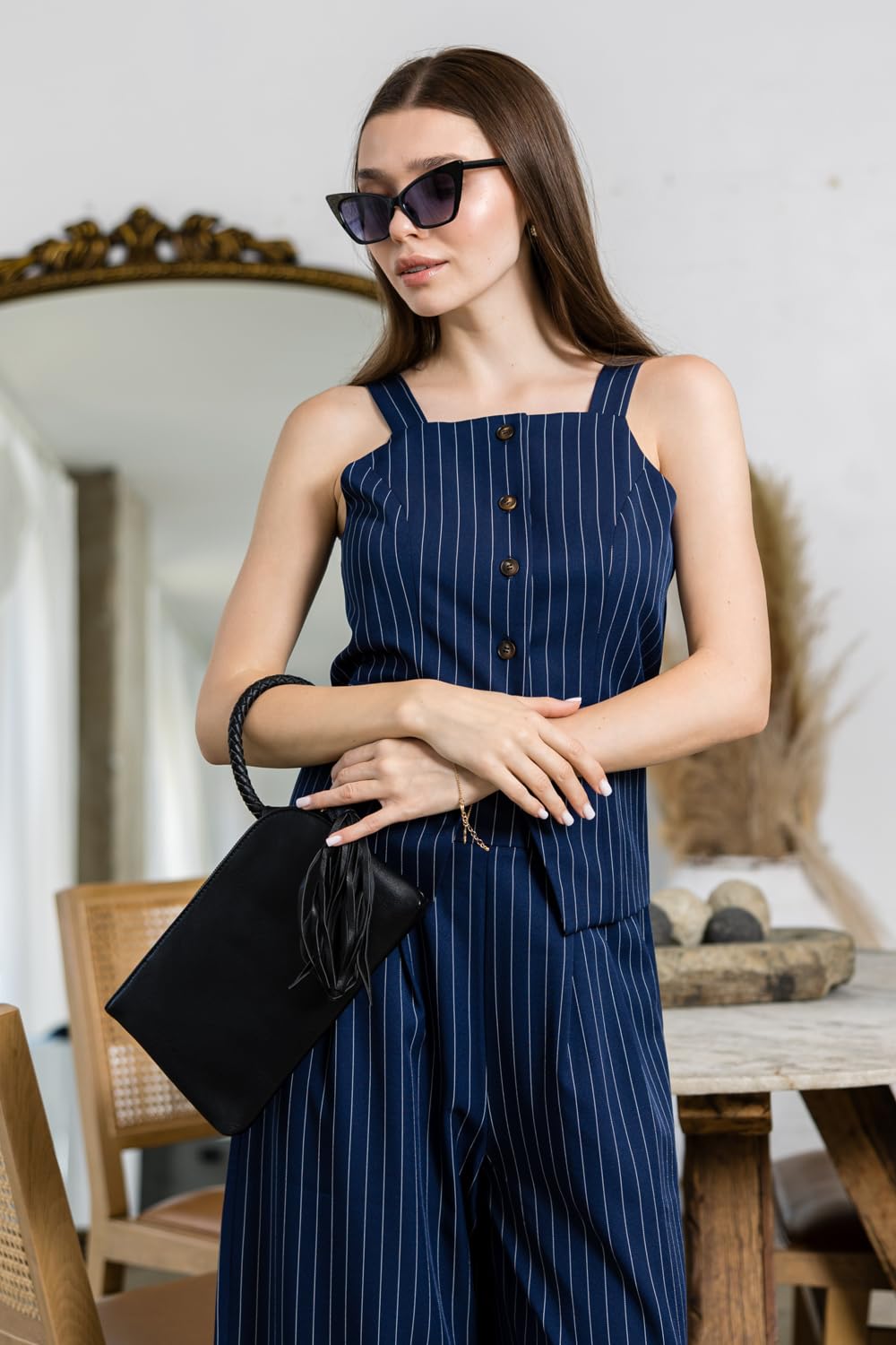 Womens Clutch Purse Wristlet Wallet Evening w/Hand Strap Casual Formal Vegan Leather - Metro Muse (Black)