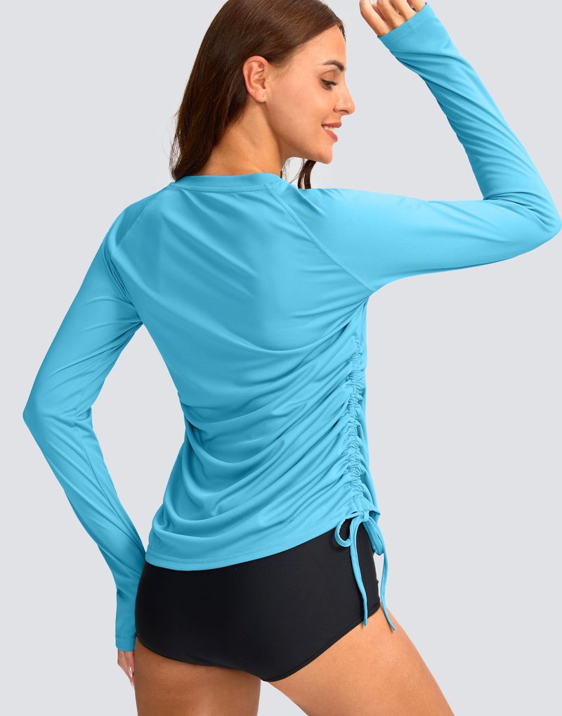 SANTINY Women's UPF50+ Rash Guard SPF Long Sleeve Swimsuits Top UV Sun Protection Swim Shirts for Woman (Blue_L)